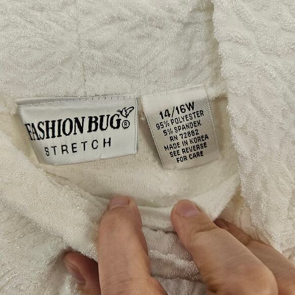 Vintage 90s Textured Turtleneck Sleeveless White Top Size 14/16W X-Large Stretch - Picture 5 of 5